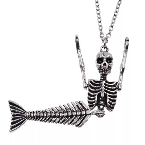 Skeleton Mermaid Pendant Necklace - Picture 4 of 4